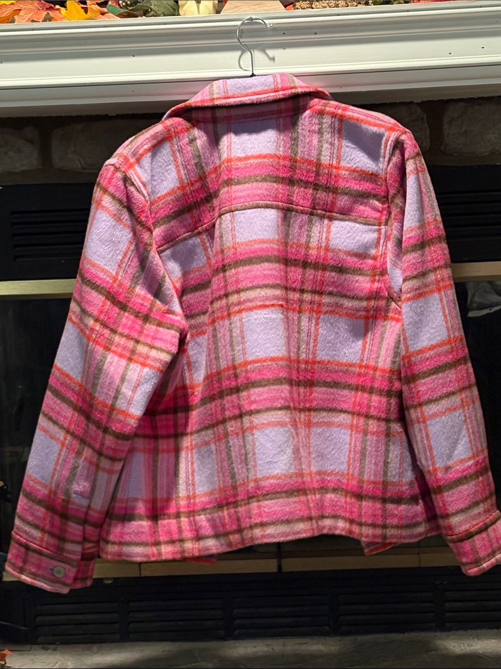 Pink Plaid Button-Front Jacket - Picture 2 of 6